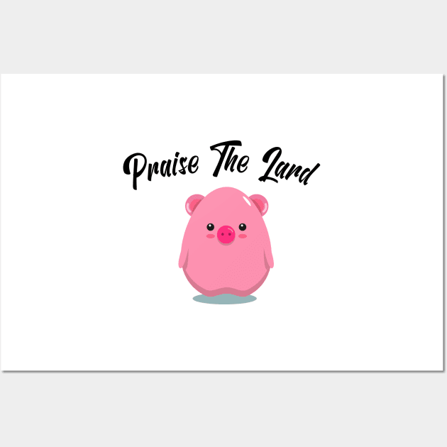 Praise The Lard Barbeque Gift - BBQ Picnic Gifts - Cute Pig Egg Wall Art by WassilArt